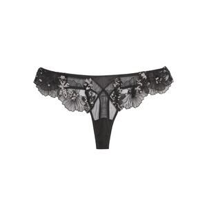 Fleur du Mal NWT Black Sequin Violet Embroidery Thong Panties Size 2 $98